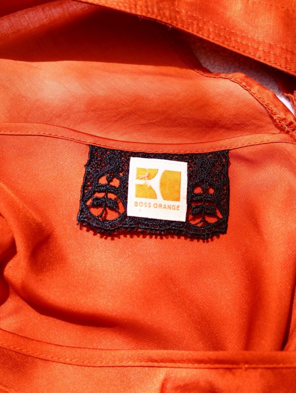 HUGO BOSS Orange Akena Silk Cotton Dress US 6 Burnt Orange - Picture 8 of 15